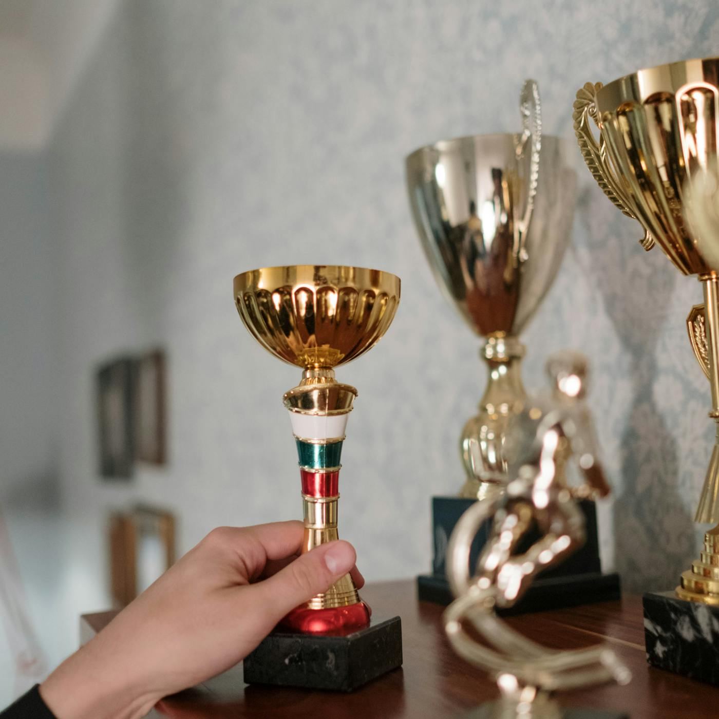 Award displays inside the Sarasota Trophy showroom